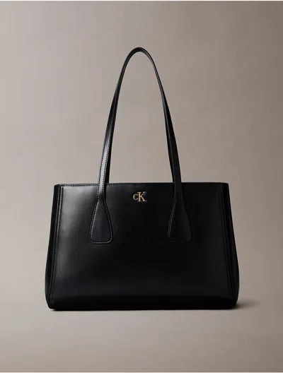 Calvin Klein Women's Monogram Medium Work Tote Bag In Black