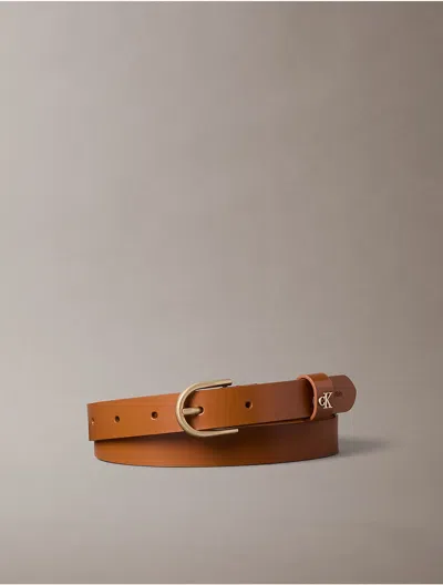 Calvin Klein Women's Monogram Rounded Buckle Belt In Brown