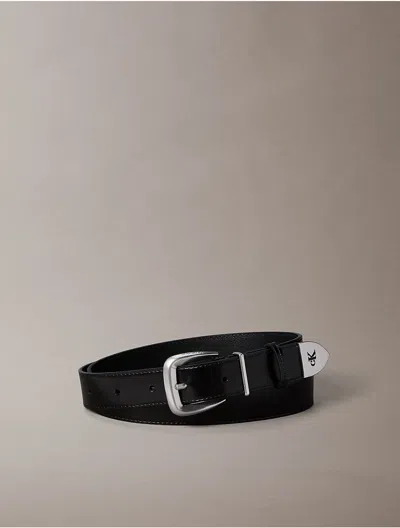 Calvin Klein Women's Monogram Tip Buckle Belt In Ck Black / Antique Nickel