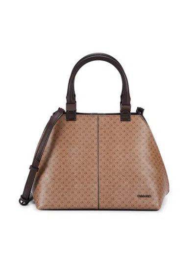 Calvin Klein Women's Monogram Top Handle Bag In Khaki