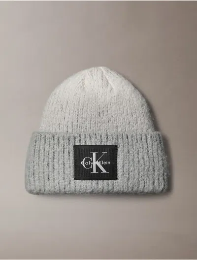 Calvin Klein Women's Monologo Ombre Rib Beanie In Light Grey / Phantom