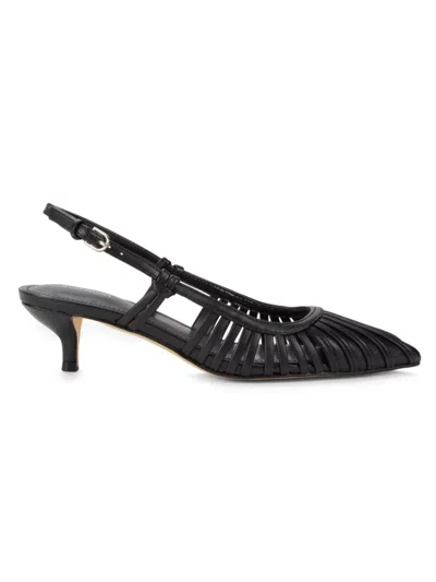 Calvin Klein Women's Movella 45mm Caged Metallic Kitten Heel Slingbacks