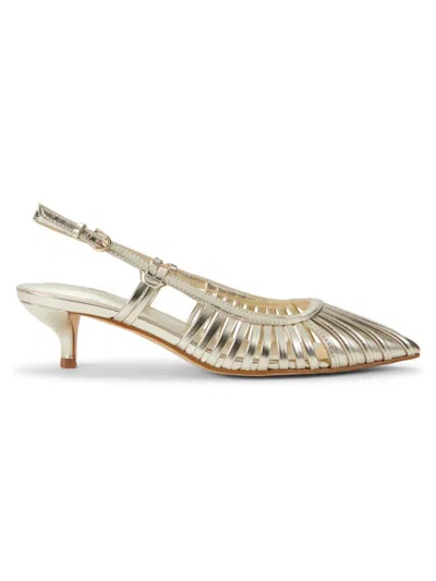 Calvin Klein Women's Movella 45mm Caged Metallic Kitten Heel Slingbacks