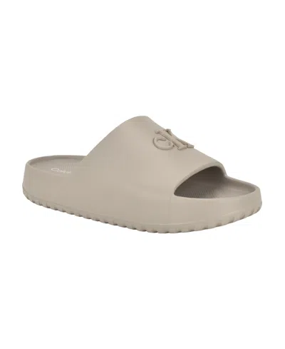 Calvin Klein Women's Nanzey Logo Pool Slide Sandals In Gray