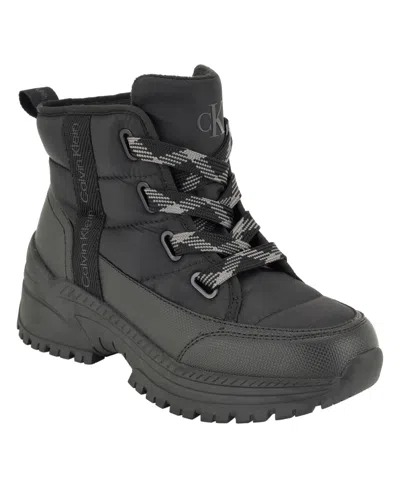 Calvin Klein Women's Nika Quilted Cold Weather Lace-up Booties In Black