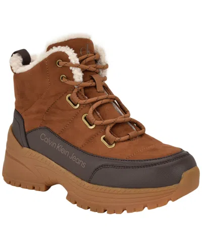 Calvin Klein Women's Noanne Lace-up Cold Weather Boots In Brown