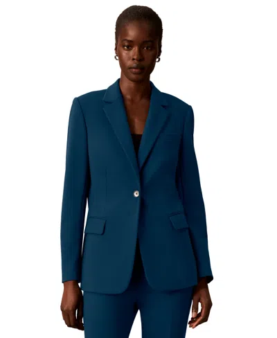 Calvin Klein Women's Notch Collar One-button Jacket In Estate Blue
