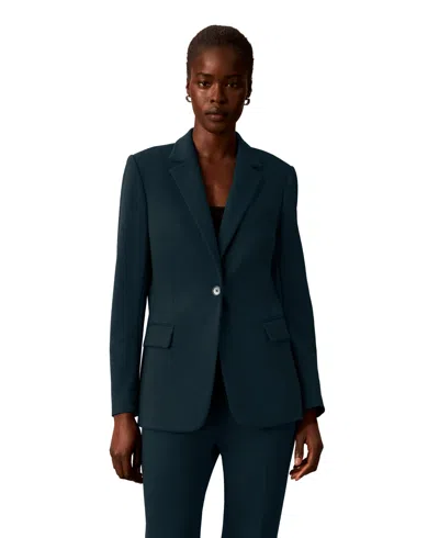Calvin Klein Women's Notch Collar One-button Jacket In Blue