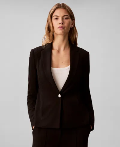 Calvin Klein Women's Notch Lapel Classic Blazer In Black