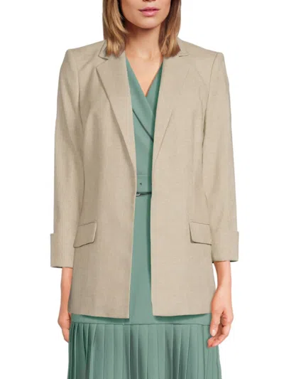 Calvin Klein Women's Notch Lapel Open Front Blazer In Neutral