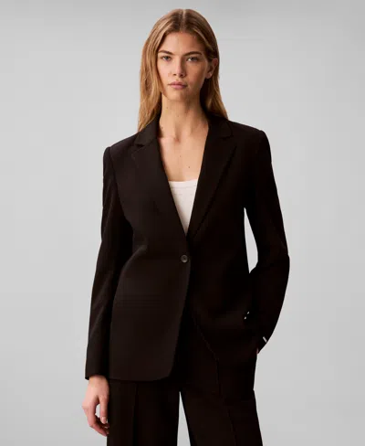 Calvin Klein Women's Notch Lapel Travel Blazer In Black