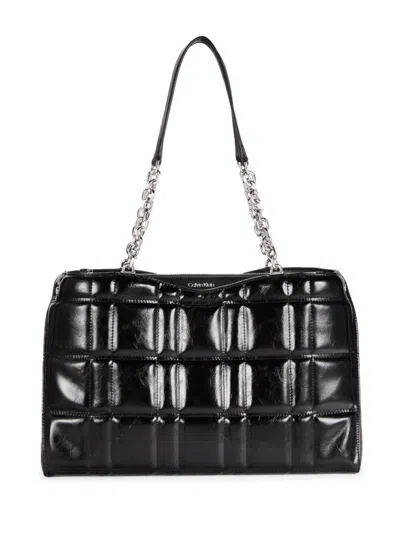 Calvin Klein Women's Nova Quilted Shoulder Bag In Black Silver