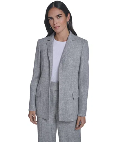 Calvin Klein Women's Novelty Open-front Jacket In Gray