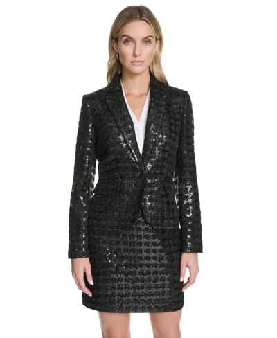 Calvin Klein Women's Novelty Shine One-button Jacket In Multi