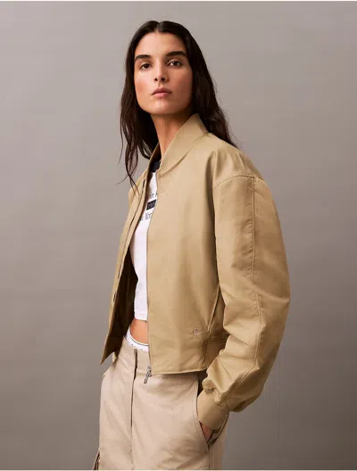 Calvin Klein Women's Nylon Bomber Jacket In Tree House