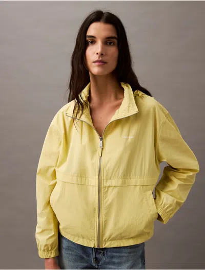 Calvin Klein Women's Nylon Windbreaker Jacket In Muted Lime