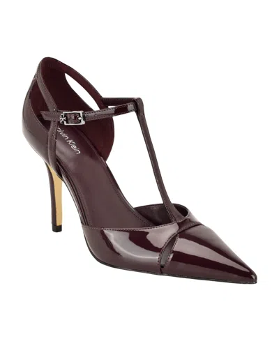 Calvin Klein Odielle Pointed Toe Pump In Burgundy