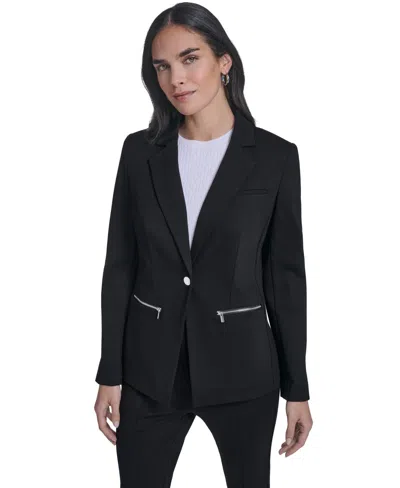Calvin Klein Women's One-button Jacket In Black