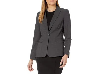 Calvin Klein Women's One Button Lux Blazer Women's Suits Sets Charcoal: 14 In Black