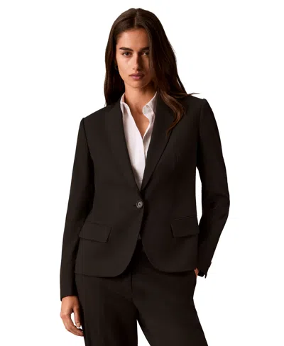 Calvin Klein Women's One-button Peak Lapel Jacket In Black
