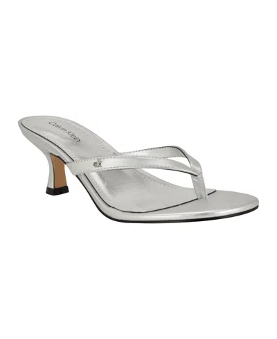 Calvin Klein Women's Opelle Tapered Kitten Heel Sandals In Silver