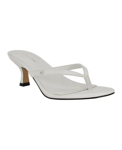 Calvin Klein Women's Opelle Tapered Kitten Heel Sandals In White
