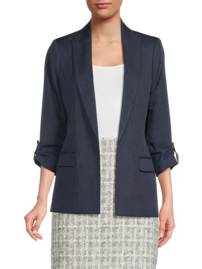 Calvin Klein Women's Open Front Blazer In Heather Indigo
