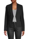 Calvin Klein Women's Zip-front Collarless Jacket In Black