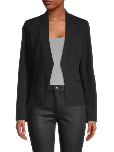 Calvin Klein Women's Zip-front Collarless Jacket In Black