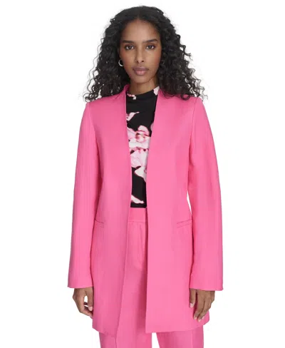 Calvin Klein Women's Open-front Linen-blend Blazer In Peony