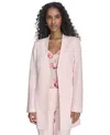 Calvin Klein Petite Collarless Open-front Jacket In Parfait