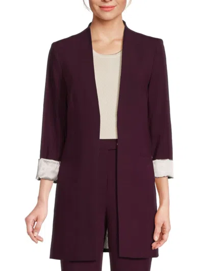 Calvin Klein Women's Open-front Longline Blazer In Purple