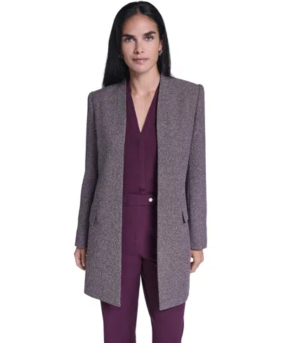 Calvin Klein Women's Open Front Long-sleeve Jacket In Gray