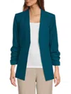 Calvin Klein Women's Heavy Open-front Ruched-sleeve Blazer In Green