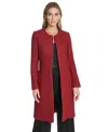 Calvin Klein Women's Open-front Shoulder Padded Long Jacket In Red