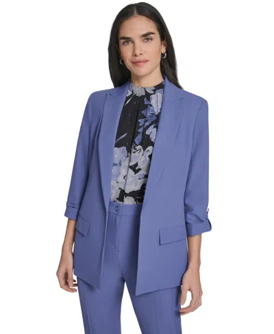 Calvin Klein Women's Open-front Roll-sleeve Jacket In Purple
