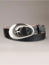Calvin Klein Women's Organic Shape Center Bar Belt In Black