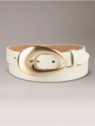 Calvin Klein Women's Organic Shape Center Bar Belt In White