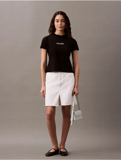 Calvin Klein Women's Overlap Logo Slim T-shirt In Black Beauty