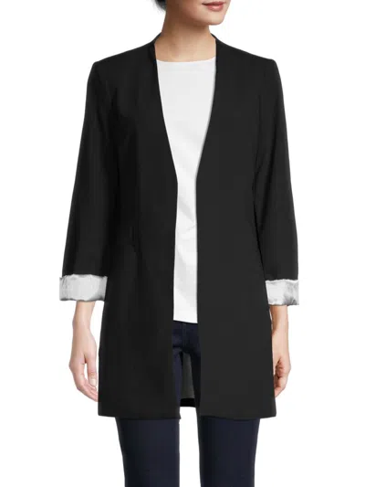 Calvin Klein Women's Oversized Rolled Cuff Blazer In Black