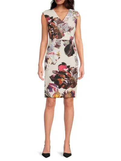 Calvin Klein Women's Painterly Floral Stretch Sheath Dress In Multi