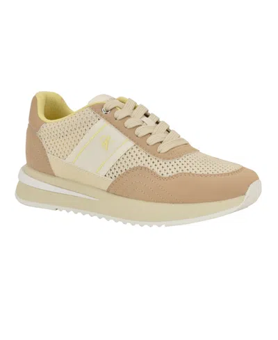 Calvin Klein Women's Palimer Round Toe Lace-up Sneakers In Gold