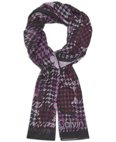 Calvin Klein Women's Palm Leaf Chiffon Scarf In Rhododendron