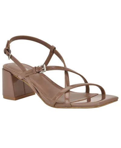 Calvin Klein Women's Pandy Strappy Block Heel Sandals In Brown