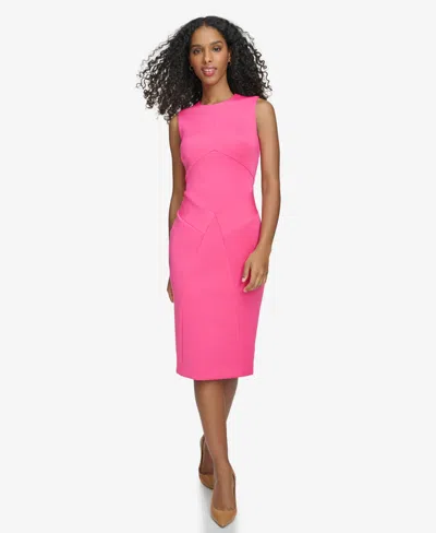 Calvin Klein Women's Panelled Jewel-neck Sheath Dress In Hibiscus