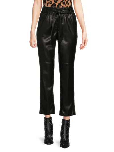 Calvin Klein Women's Paperbag Faux Leather Ankle Pants In Black
