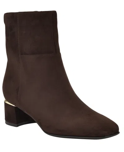 Calvin Klein Women's Parry Block Heel Ankle Booties In Brown