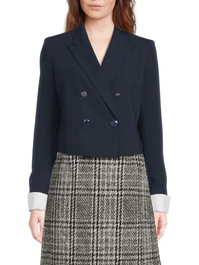 Calvin Klein Women's Peak Lapel Cropped Blazer In Navy