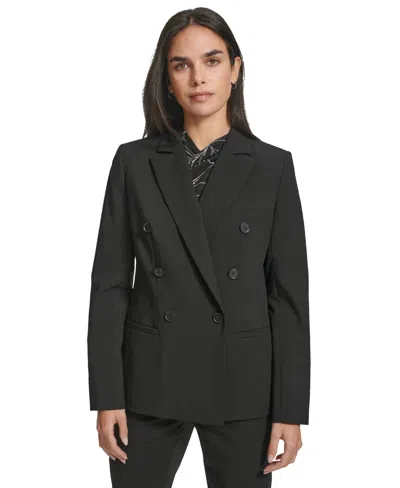 Calvin Klein Women's Peak-lapel Double-breasted Blazer In Black