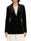 Calvin Klein Women's Peak-lapel Velvet Blazer In Black